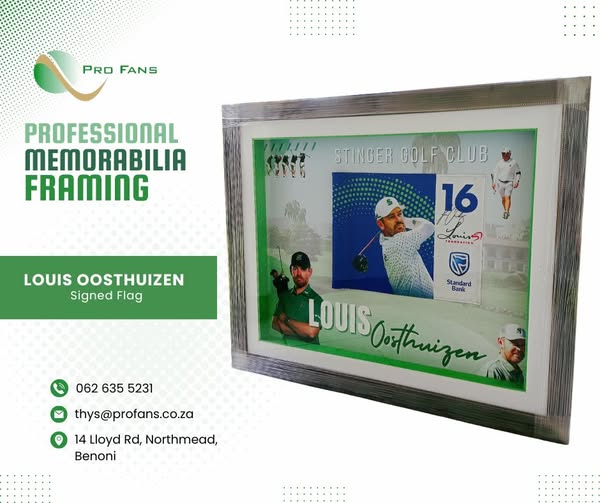 Framed Louis Oosthuizen Signed Flag